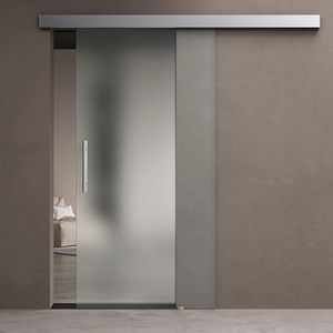 Porta Scorrevole Interna in Vetro Temperato Satinato 90x215 cm con Binario in Alluminio |   Distanziatore di Chiusura Ammortizzato 25 Mm-Amalfi14 - Product Image 2