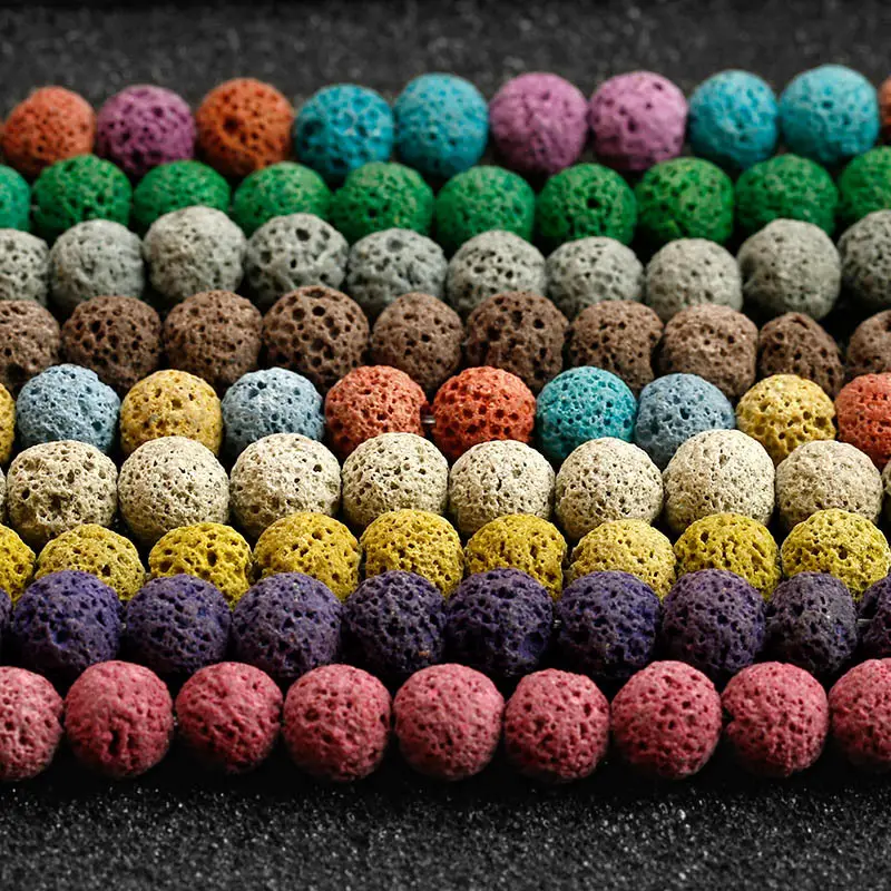 6-12MM Sandalwood Loose Beads Wholesale Colored Glass Bead Bracelet Accessories Natural Lava Stones Diy Bead For Jewelry Making