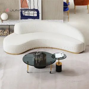 Luxus Sofa Möbel aus weißem Samt Stoff geschnitzte Ecke Modulare Couch Halbrund Hotel Empfangs sofa