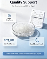 Granulés de polystyrène transparent GPPS GP525, matière première haute brillance, qualité médicale, résistance chimique pour la vaisselle jetable