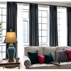Cortinas y cenefas modernas de lino de imitación de <span class=keywords><strong>colores</strong></span> sólidos, tratamientos opacos para ventanas de dormitorio y sala de estar - Product Image 4