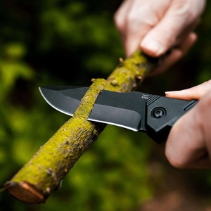 Cuchillo de Camping Plegable de Acero Inoxidable Negro, Herramienta Táctica de Bolsillo para Supervivencia y Caza - Product Image 5