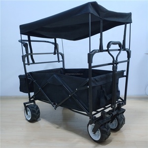 Chariot de chariot pliant en métal Portable chariot de transport extérieur pliable pour plage Camping pique-niques outils de jardin pour le stockage des achats - Product Image 2