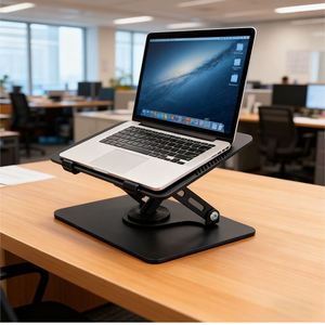 Nuevo Soporte para Portátil WORK EZ 2025, Ajustable, Giratorio 360 Grados, de Aleación de Aluminio, con Ventiladores Dobles, Plegable, para PC y Tablet - Product Image 6