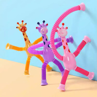 Jouet télescopique robot girafe à ventouse, lumineux, déformable, tube extensible, jouets éducatifs créatifs pour enfants