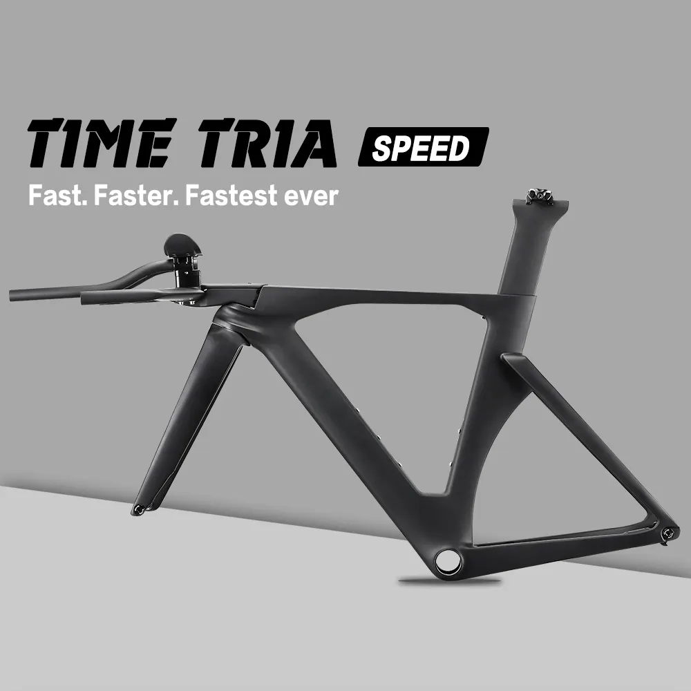 Light Weight Carbon Aero Time Trial Bike Frame Hidden Internal Cable Trial Bike Frame Disc Triathlon Frame Time Trial Frameset