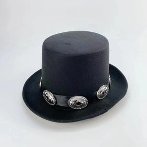 Len Cảm Thấy <span class=keywords><strong>Top</strong></span> <span class=keywords><strong>Hat</strong></span> Da Concho Ban Nhạc Topper Giữa Vương Miện Opera Rocker Mad <span class=keywords><strong>Hatter</strong></span> Cổ Điển <span class=keywords><strong>Hat</strong></span> Đen - Product Image 3