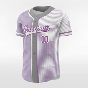 Maillot de baseball personnalisé sérigraphié 2026 en 100 % polyester de haute qualité pour homme, à rayures fines violettes, service OEM - Product Image 3