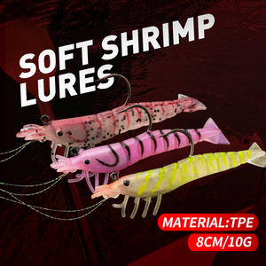 Appât luminescent plat souple de 80 mm 10 g avec hameçons, petit <span class=keywords><strong>crevettes</strong></span> d'herbe, <span class=keywords><strong>crevettes</strong></span> qui brillent dans le noir, petits leurres de pêche - Product Image 1