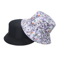 Nouveau Dollar Imprimer Casquette De Pêche Bob Chapeau Femme Réversible Seau Chapeau Hommes Pêche Seau Chapeaux pour Femmes Harajuku Hip Hop Gorro