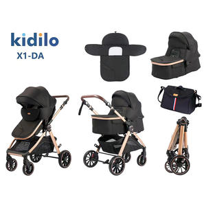 Passeggino Pieghevole Multifunzionale Kidilo con Seduta Alta per <span class=keywords><strong>Neonati</strong></span> con Accessorio Seggiolino Auto e Navicella, Portata 15 kg - Product Image 1