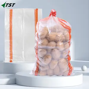 Tas kacang transparan penjualan terbaik populer tas transparan jaring untuk pengemasan sayuran kentang bawang dan bawang putih untuk Norwegia