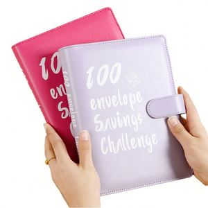 Custom Logo <b>A5</b> Budget Binder with Cash Envelopes PU Leather Money Saving <b>Planner</b> with 100 Days Loose-leaf Binding for School Use - Product Image 1