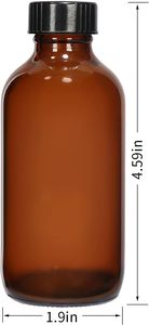 Botella de Vidrio Ámbar Boston con Tapa de <span class=keywords><strong>Polietileno</strong></span> Negra, Frasco Redondo de Vidrio de 4 oz para Aceites Esenciales y Perfumes, Capacidad de 120 ml - Product Image 5