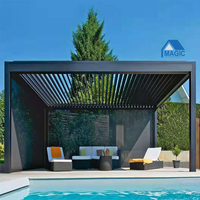 Pergola de jardin de luxe en aluminium avec toit rigide imperméable et lamelles orientables pour patio extérieur