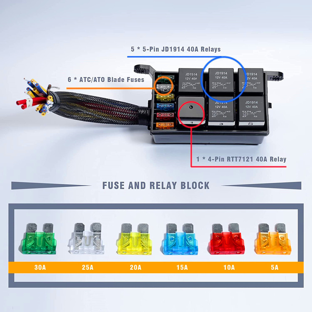 防水 12V 6スロットリレーブロックと4PINリレーボックス