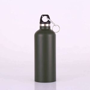 Bouteille d'eau isotherme en acier inoxydable avec mousqueton, noir, vert, argent, design minimaliste pour les voyages en plein air et le camping - Product Image 3