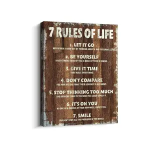 Motivational Quotes Wall Decor 7 Rules of Life Inspirational Motto Canvas Print Wall Art