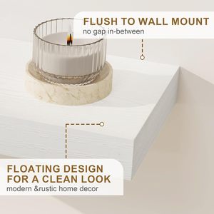 Eğlenceli Anılar Ülke Tarzı Rustik 60 cm 4 cm Kalınlığında Ahşap Yüzer Raflar Seti <span class=keywords><strong>2</strong></span> Adet Görünmez Braket Oturma Odası Yatak Odası İçin - Product Image 5