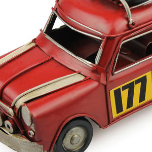 Modelo de Coche Rojo Creativo 177 con <span class=keywords><strong>Ruedas</strong></span> en la Parte Superior, Adornos de Hierro para Niños, Recuerdo, Regalo, Decoración, Decoración Vintage para el Hogar - Product Image 6
