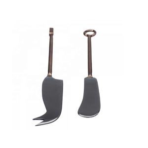 Ensemble de couteaux à fromage mignons Poignée d'extrémité en coquille de mer en acier inoxydable Épandeur d'engrais électrique au fromage poli miroir argenté - Product Image 2