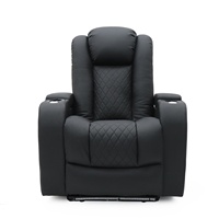 Canapé inclinable électrique en cuir Geeksofa moderne pour 6 personnes, ensemble de canapé home cinéma avec console et table rabattable, configuration 3+2+1 places