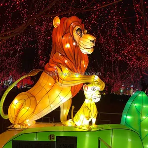 Longtu Decorativo Pano Animal Caráter Forma Modelo Chinês Cor Levou Lanternas De Seda Jardim Animais Figuras De Leões Para Venda