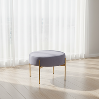 Pouf ottoman moderne de luxe avec pieds en métal, chaise de salle à manger en velours coloré pour restaurant, hôtel, café, villa