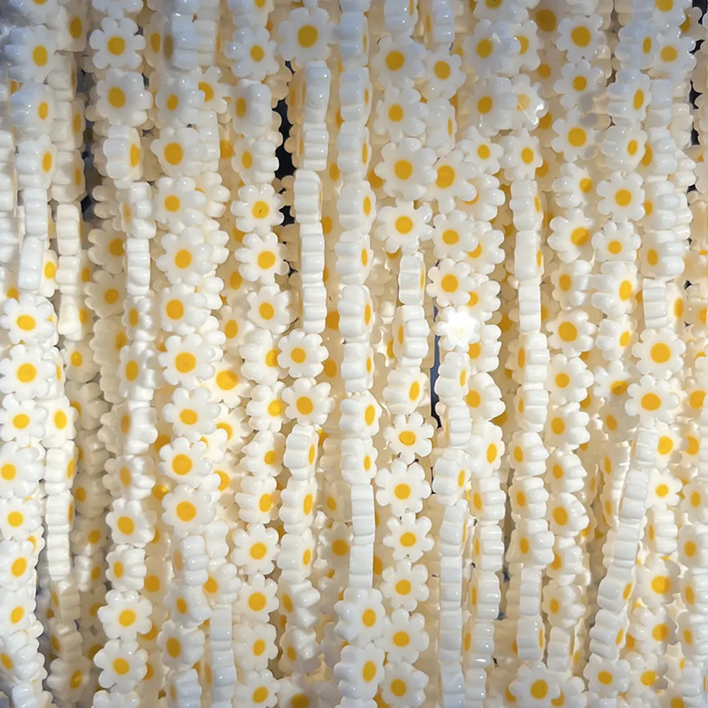 זיגוג פרח עלי כותרת חרוזים על ידי גדילים לנשים DIY צמיד עכס תכשיטי ביצוע