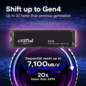 P310 1T PCIe 4.0 NVMe Internal SSD พลาสติกสำหรับเดสก์ท็อป ใหม่ ความเร็วในการอ่านสูงสุด 7100MB/S ความเร็วในการเขียนสูงสุด 7100MB/S - Product Image 2