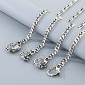 Chaîne de <span class=keywords><strong>portefeuille</strong></span> personnalisée Bouddha et Crâne avec boucle chauve-souris, chaîne de ceinture rétro en acier inoxydable à coupe hexagonale pour hommes, accessoire de jean gothique audacieux - Product Image 3