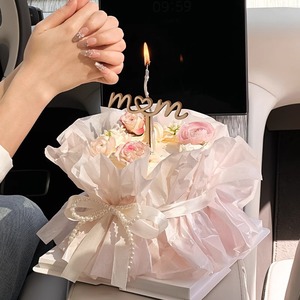 Ensemble de décoration de gâteau pour la Fête des Mères, carte décorative en bois exprimant la gratitude pour la Fête des Mères, artisanat en bois - Product Image 1