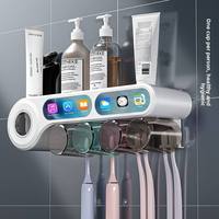 Support mural multifonctionnel élégant en plastique, sans perçage, pour brosses à dents, idéal pour salles de bain familiales et appartements locatifs