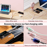 Câble de charge multi-connecteurs 3-en-1 USB-A vers USB-C 8 broches Micro, tressé en nylon, en stock, vente en gros
