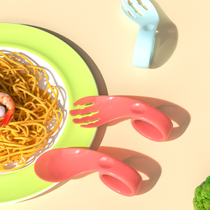 Ensemble cuillère et fourchette de formation PP sans BPA pliable et durable à changement de couleur pour les enfants et de qualité alimentaire pour l'apprentissage - Product Image 1