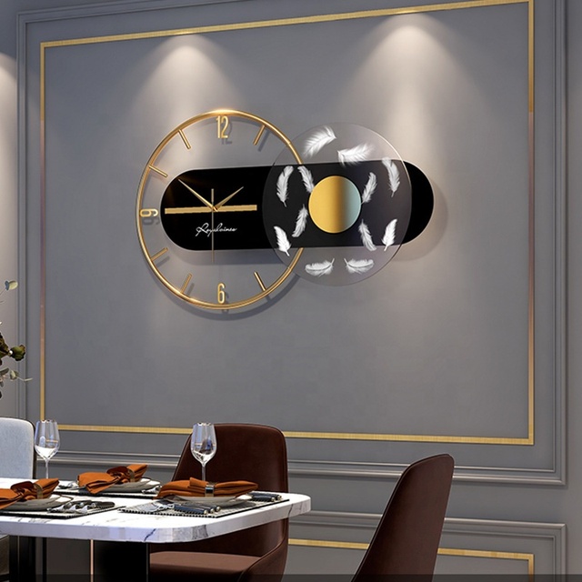 3d Metal Wall Clock Luxury Silent Creative Nordic Minimalist Antique Wall Clock With Light for Dining Room Home Decoration