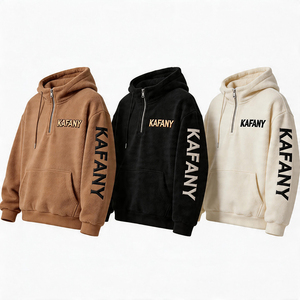 Sweat à <span class=keywords><strong>capuche</strong></span> zippé en molleton 100 % coton <span class=keywords><strong>marron</strong></span> clair personnalisé avec logo sur la poitrine et la manche, fabrication en grande série pour homme - Product Image 2