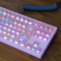 Keycaps PC roses mats translucides, motif chat mignon, profil Cherry, espace divisé Alice, impression UV, pour clavier mécanique gamer