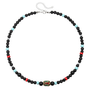 قلادة عصرية جديدة من أحجار الخرز الطبيعي المقلدة بنمط عرقي للرجال قلادة من حجر الترقوة بحبة التبت - Product Image 5