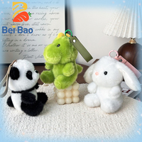 Porte-clés en peluche Kawaii de 4 pouces, animaux assortis (Panda, Dinosaure, Lapin), breloque de sac en peluche, logo personnalisé, pendentif pour machine à griffes