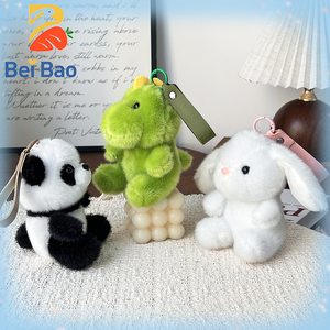 Llavero de peluche de animales surtidos Kawaii de 4 pulgadas: <span class=keywords><strong>Panda</strong></span>, Dinosaurio, Conejo. Colgante para bolso y máquina de garras, con logotipo personalizado. - Product Image 2