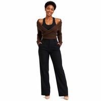 Pull côtelé personnalisé OEM & ODM pour femme, manches longues, épaules dénudées, décontracté, automne-hiver, Noël, en polyester, basique, Ropa De Mujer