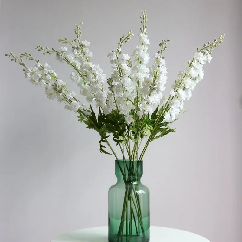 M242 Floral Arrangement Fall Decor Flower Consolida Flower Long Stem Plant White Ivory Fabric Silk Delphinium Artificial Flower