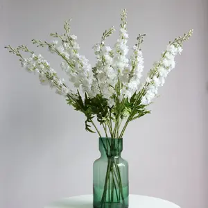 M242 Floral Arrangement Fall Decor Flower Consolida Flower Long Stem Plant White Ivory Fabric Silk Delphinium Artificial Flower