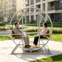 Banc de jardin extérieur, balançoire, banc de loisirs extérieur, équipement de divertissement sans alimentation, personnalisé en acier et bois, double place pour jardin