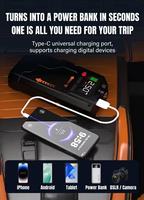 YWJ POWER – Nouvelle Batterie de Démarrage Portable Ultra-Puissante 1000A (Crête) 10000mAh avec Compresseur d'Air Numérique 12V pour Véhicules Essence et Diesel