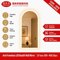 Miroir mural arqué Fullkenlight à LED, sans cadre, rétroéclairé, pour la décoration de la maison, miroir de maquillage