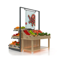 Modern ontworpen dubbelzijdige houten displaystandaard voor vers fruit en groenten, supermarkt rek, heavy duty, groothandel uit de fabriek