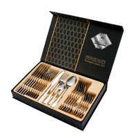 Coffret cadeau de couverts occidentaux en acier inoxydable, best-seller, 1010, quatre pièces principales (couteau, fourchette, cuillère), ensemble de 24 pièces.