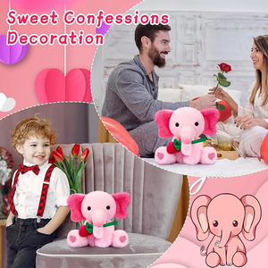 Elefante di Peluche Rosa Morbido e Abbracciabile con Zampe a Cuore, Simpatico Regalo di San Valentino per Lei e Bomboniere per Feste - Product Image 3